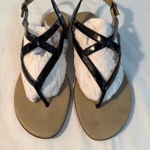 Partners Black Patent Strappy Sandals – Size 7